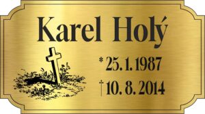 Štítek na urnu s křížkem zlatý gravírovaný