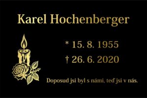 Nápisová deska na náhrobek z černého umělého skla